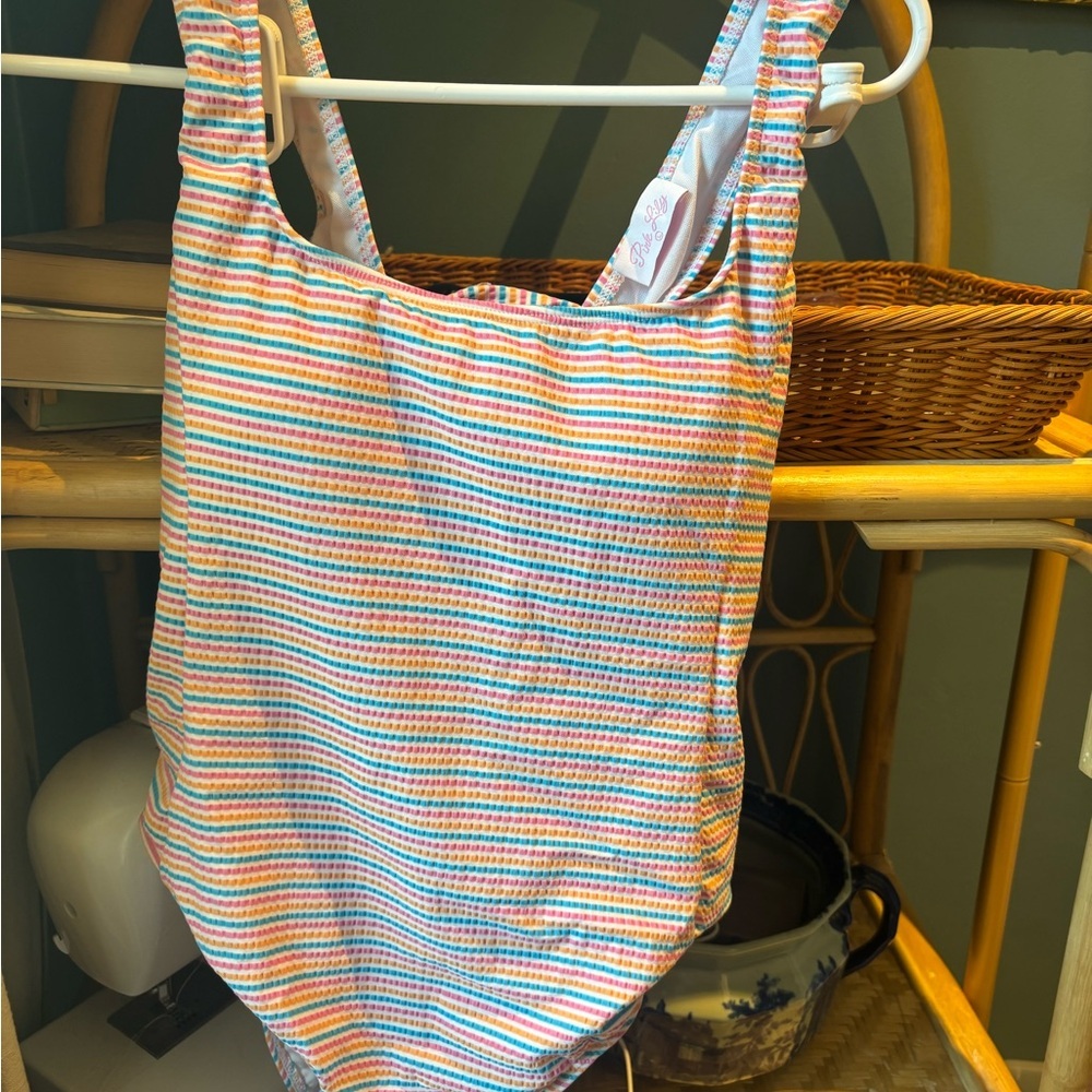 Pink Lily Striped Rainbow One-Piece Swimsuit